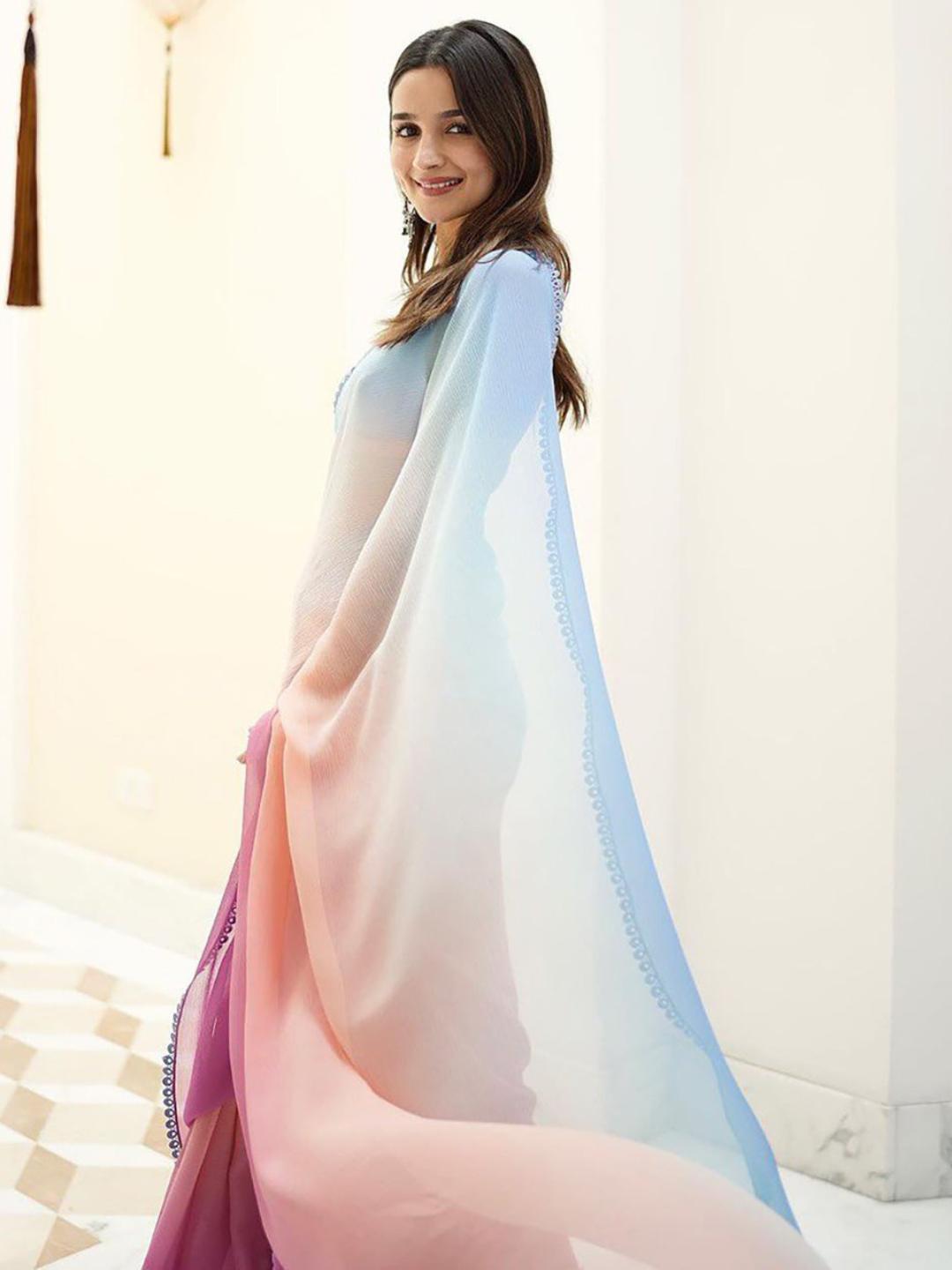 alia pure georgette pedding saree