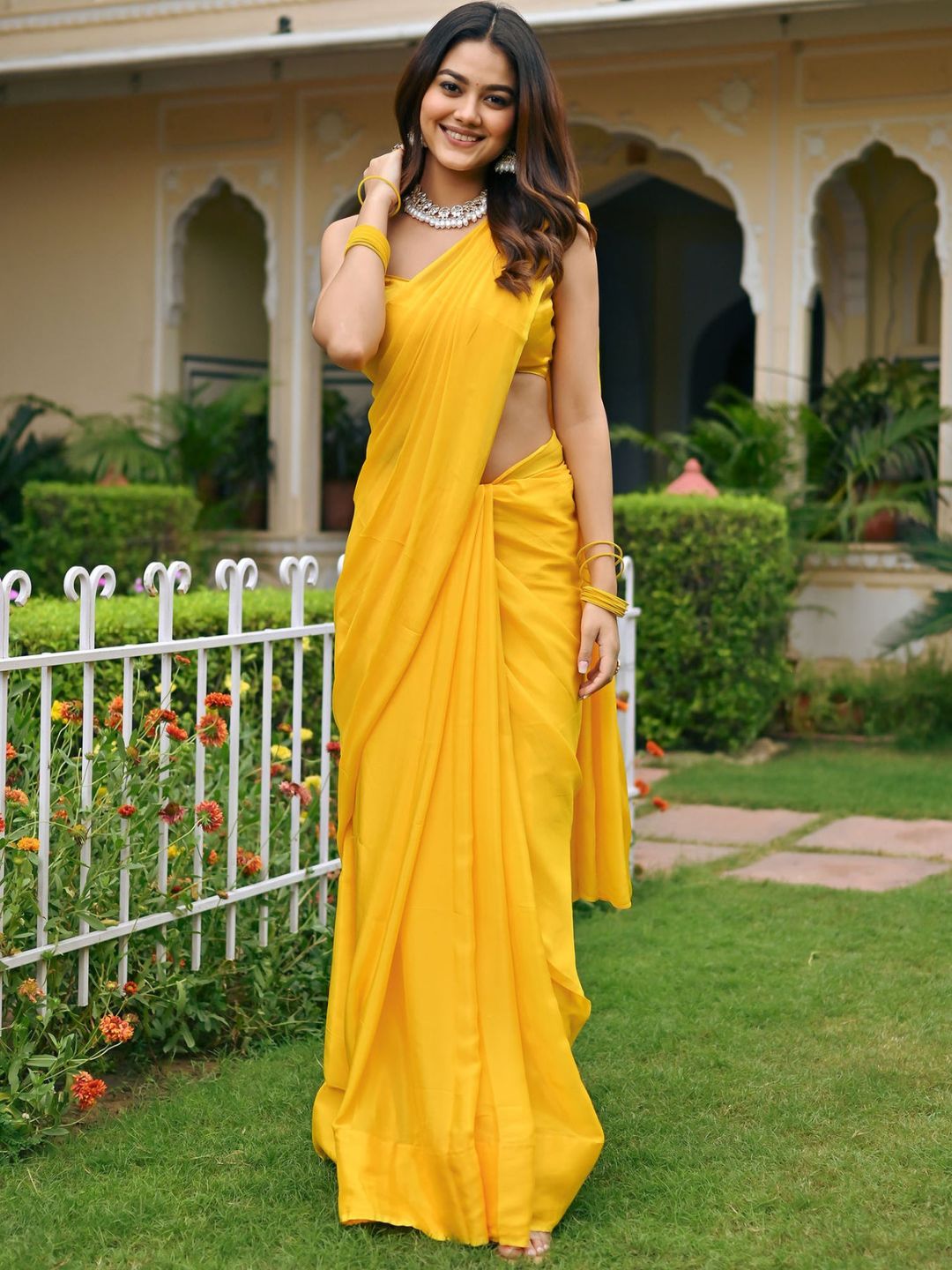 lavanya plain yellow