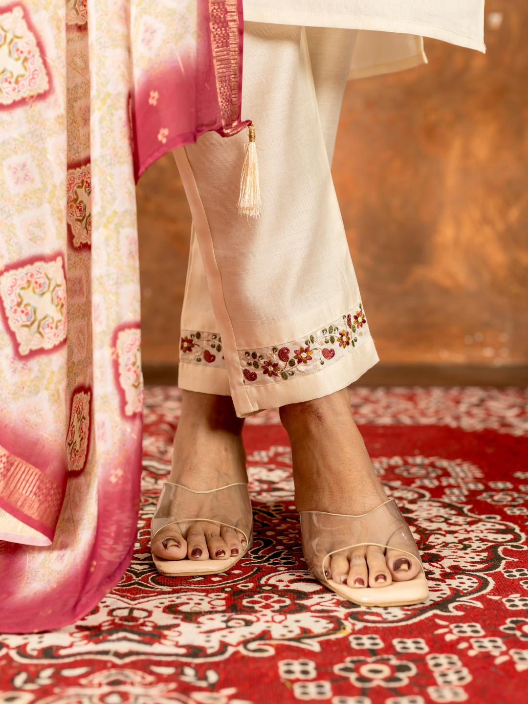 elegant straight kurti pant dupatta set
