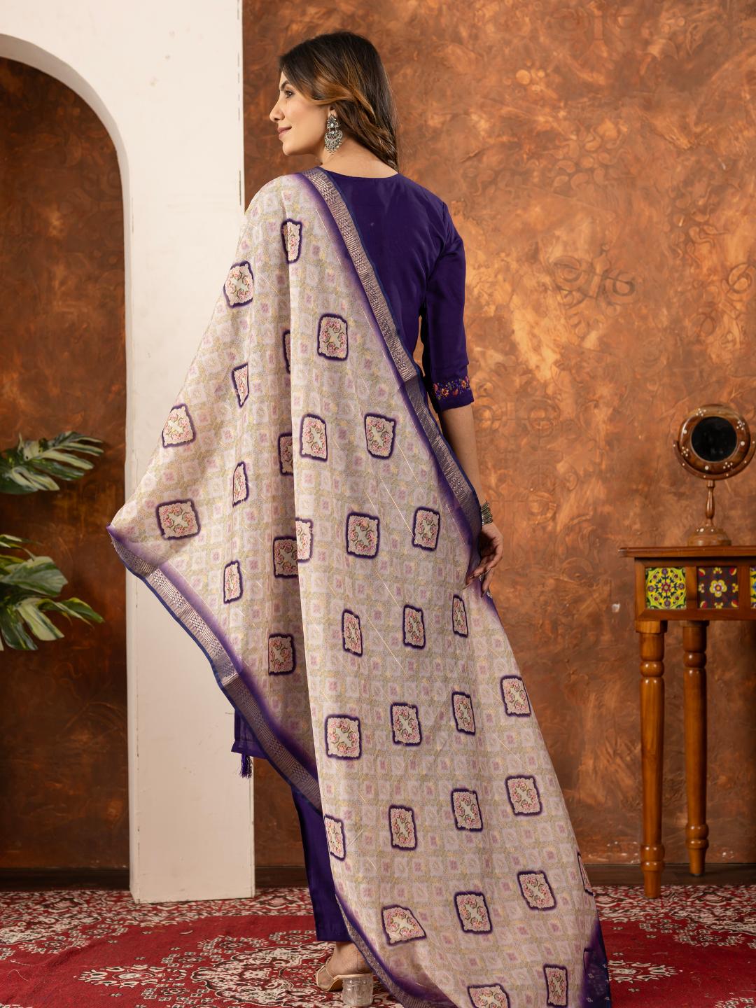 elegant straight kurti pant dupatta set