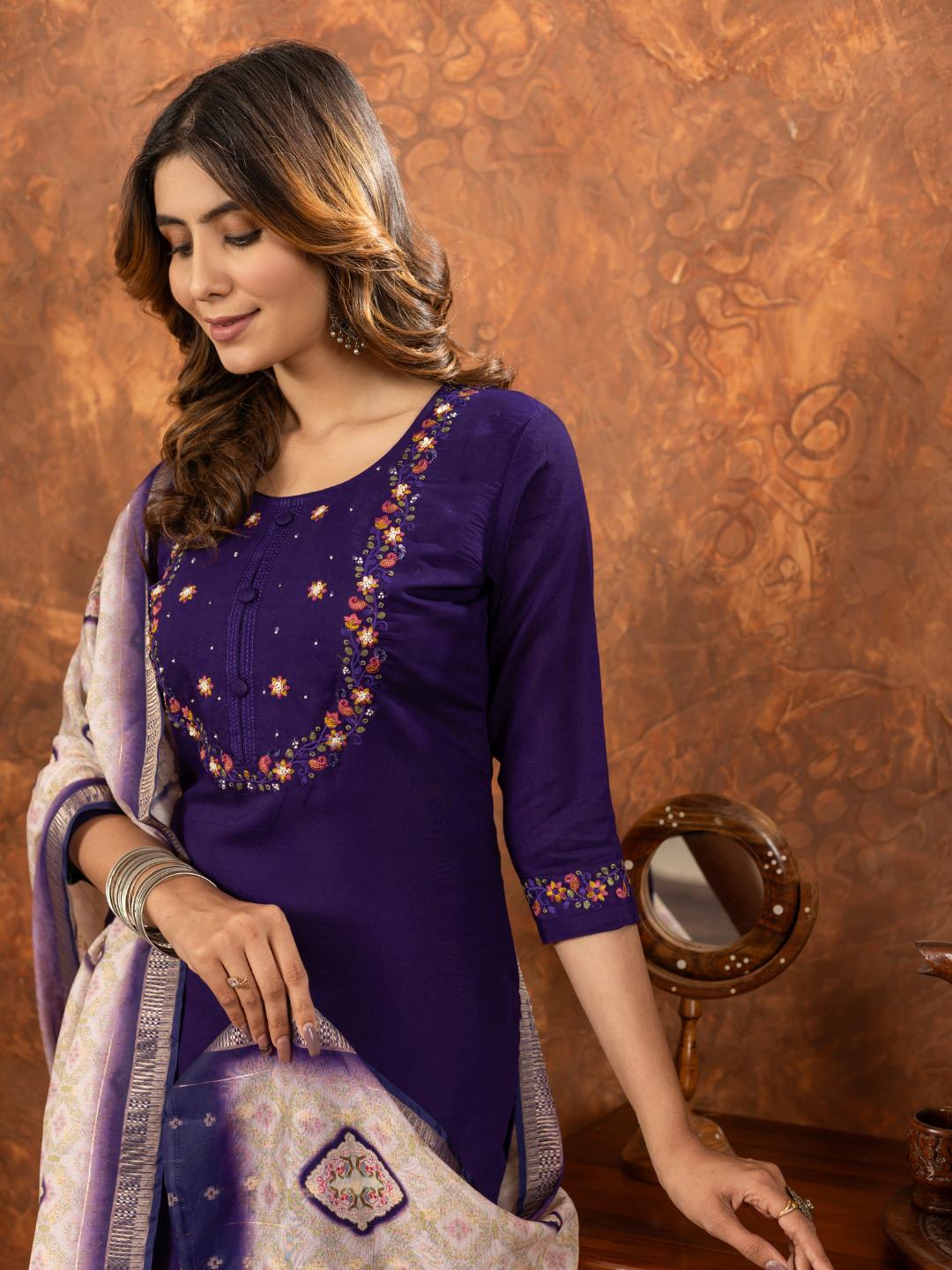 elegant straight kurti pant dupatta set