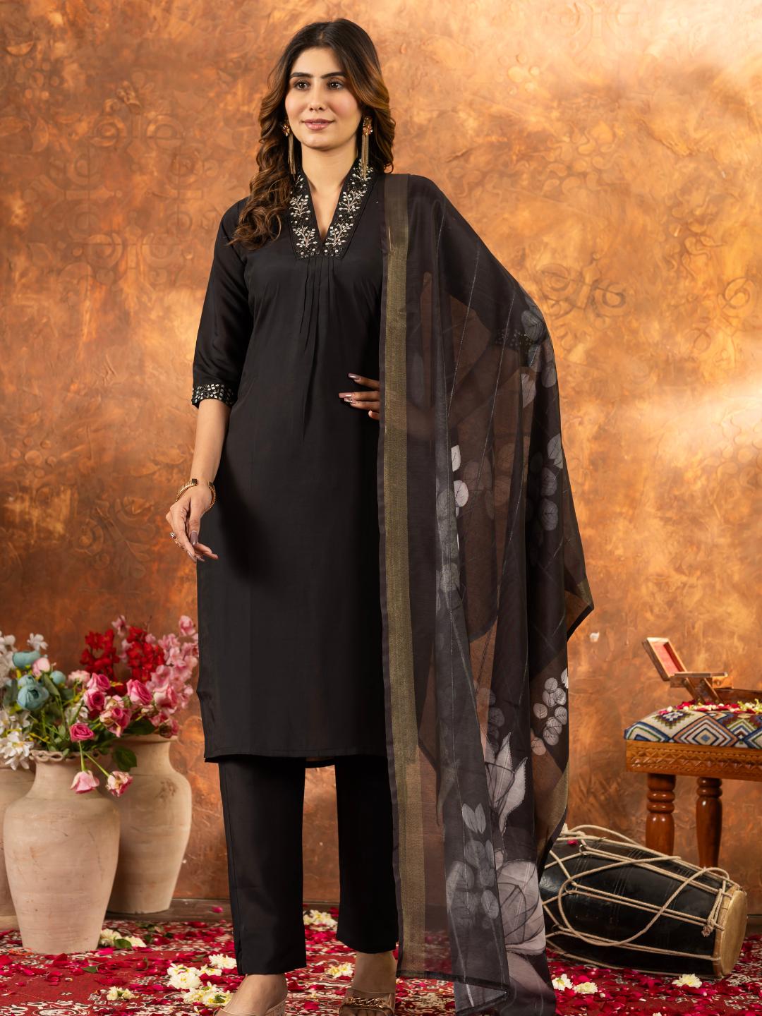 spiffy straight kurti set with pant and dupatta for women – flip the style ethnic wear