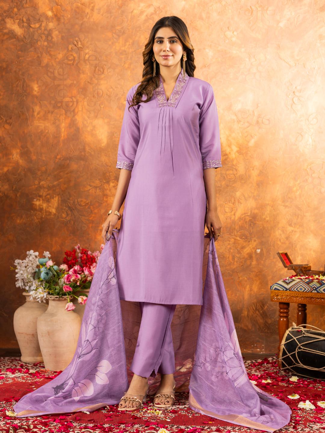 spiffy straight kurti pant dupatta set