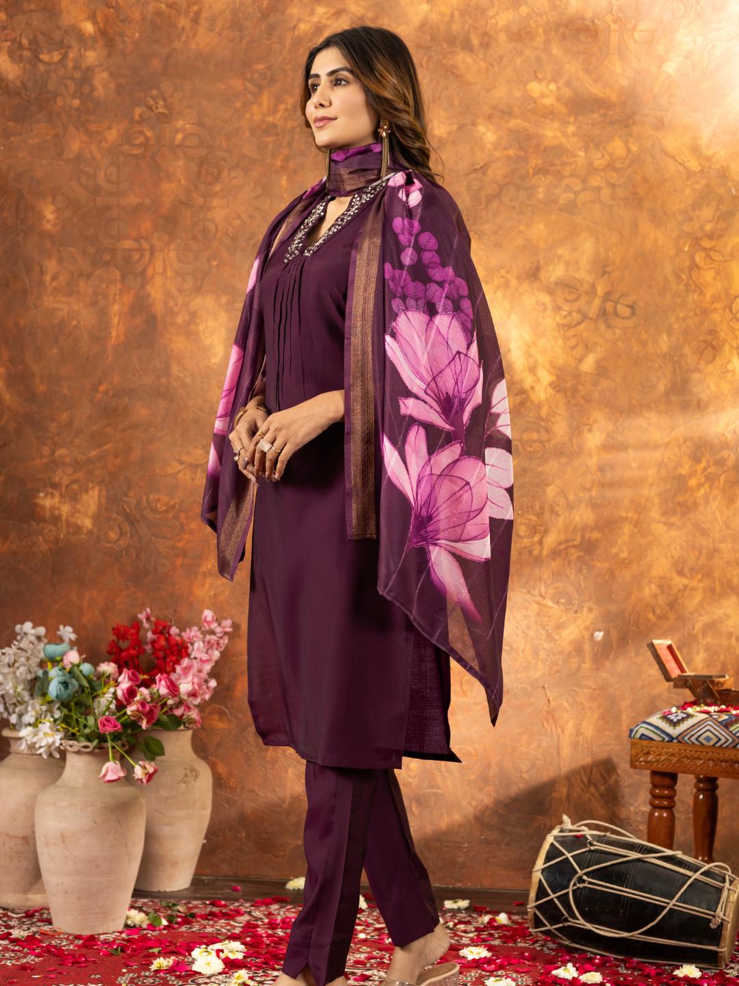 spiffy straight kurti pant dupatta set