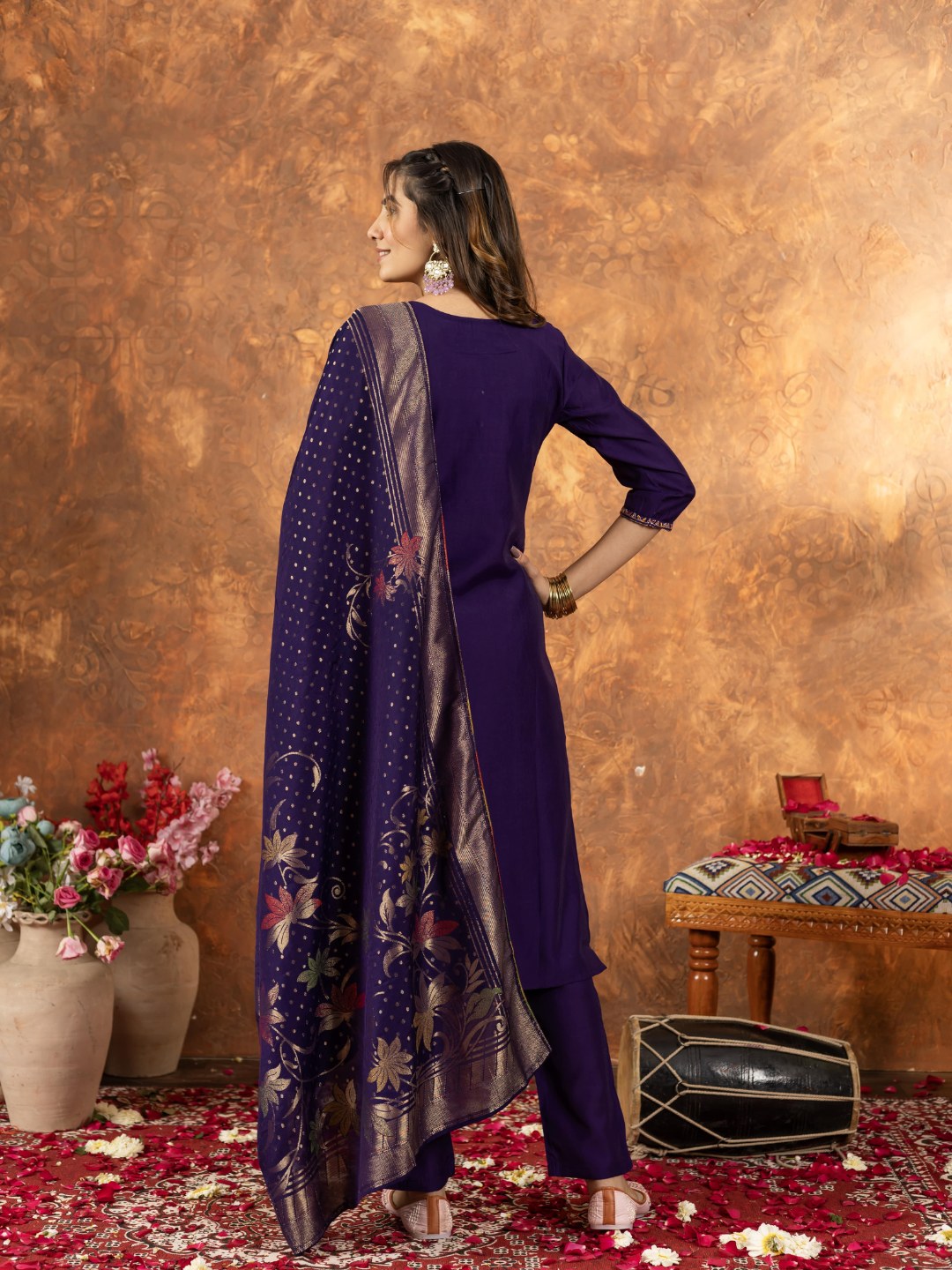 snappy straight kurti set for women with dupatta & pant