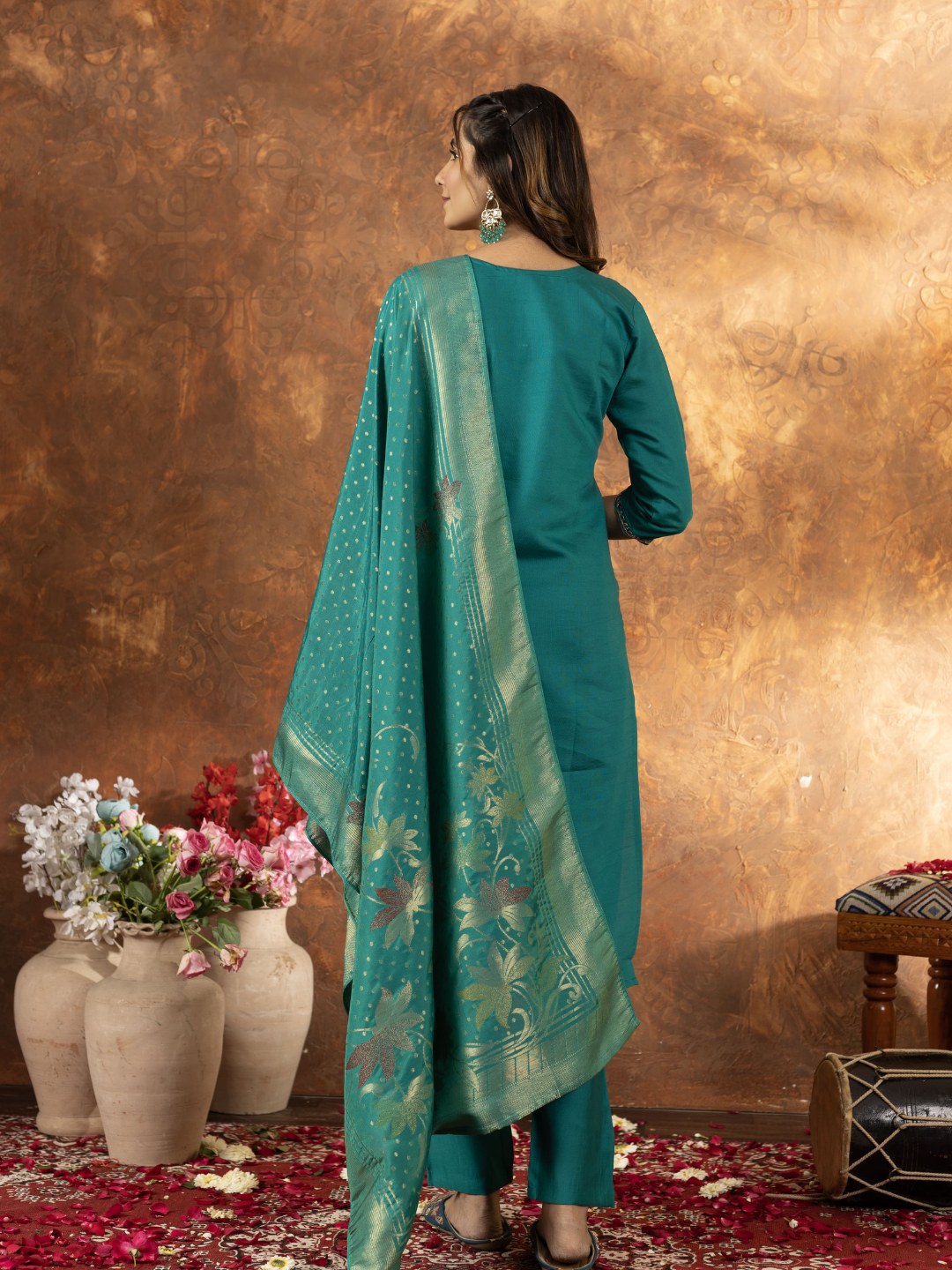 snappy straight kurti set for women with dupatta & pant