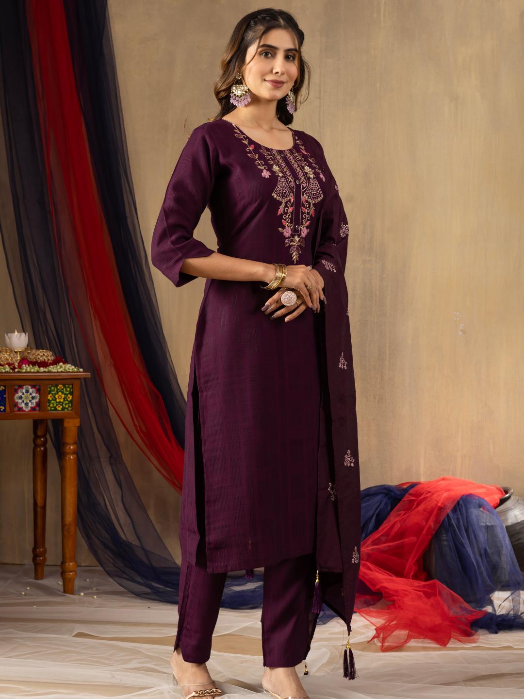 slimy straight kurti dupatta set with pants – flip the style