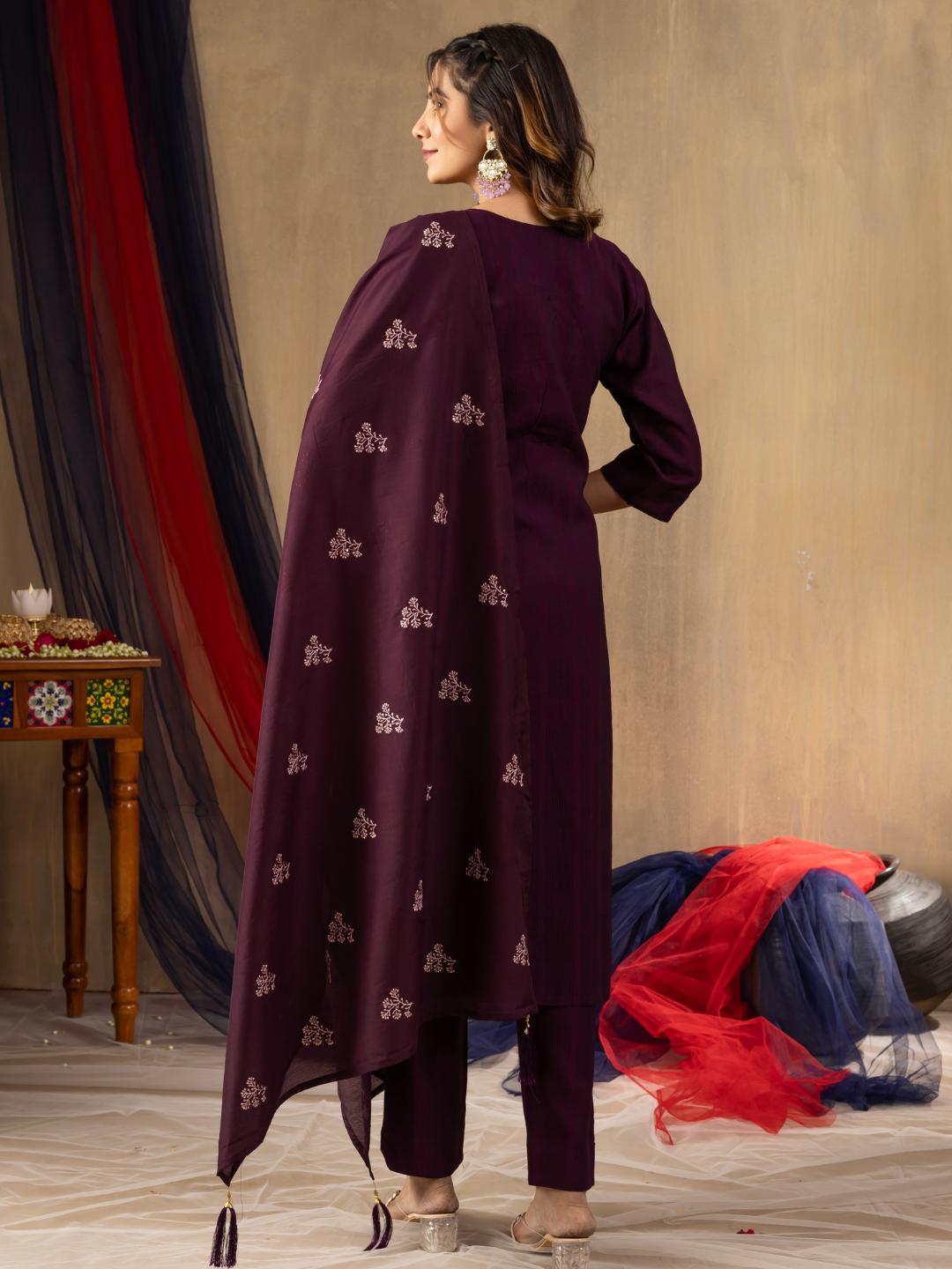slimy straight kurti dupatta set with pants – flip the style