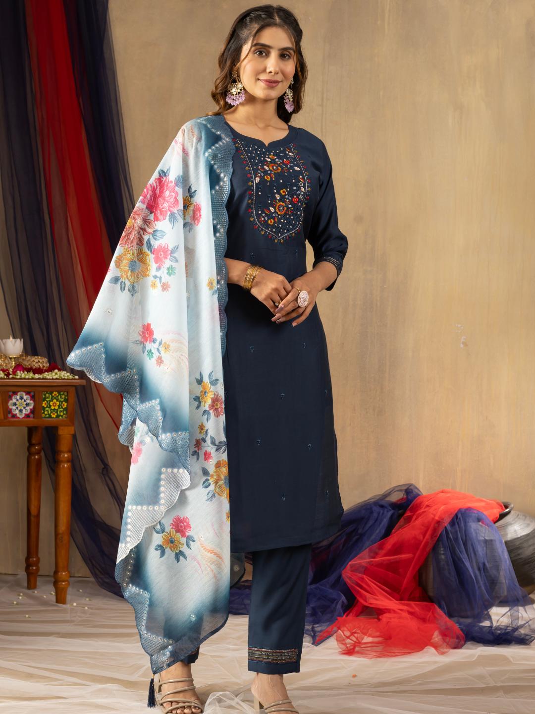 gummy straight kurti dupatta set with pants – flip the style