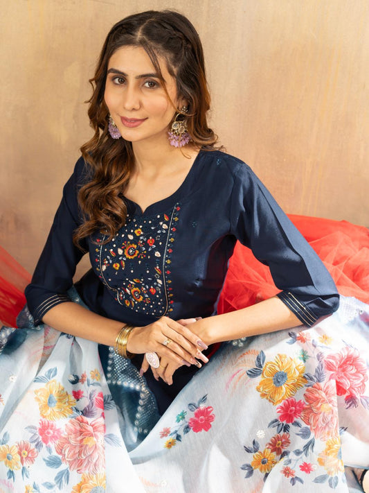 Gummy Straight Kurti Dupatta Set with Pants – Flip The Style