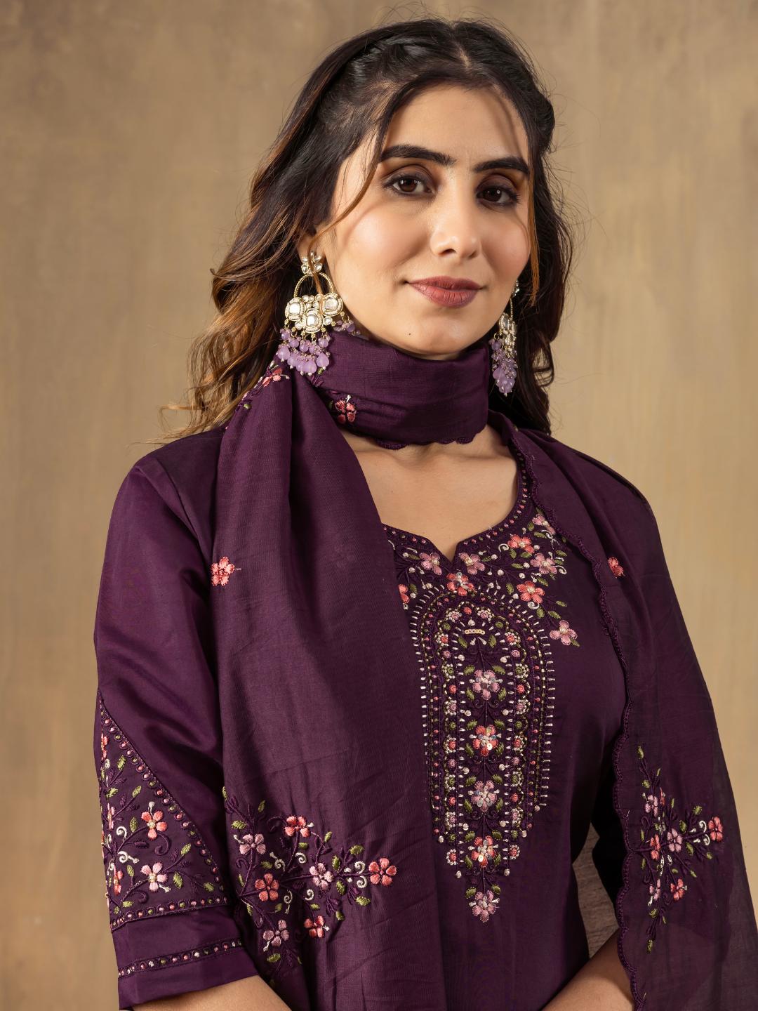 roman silk embroidered straight kurti pant dupatta set for women – flip the style