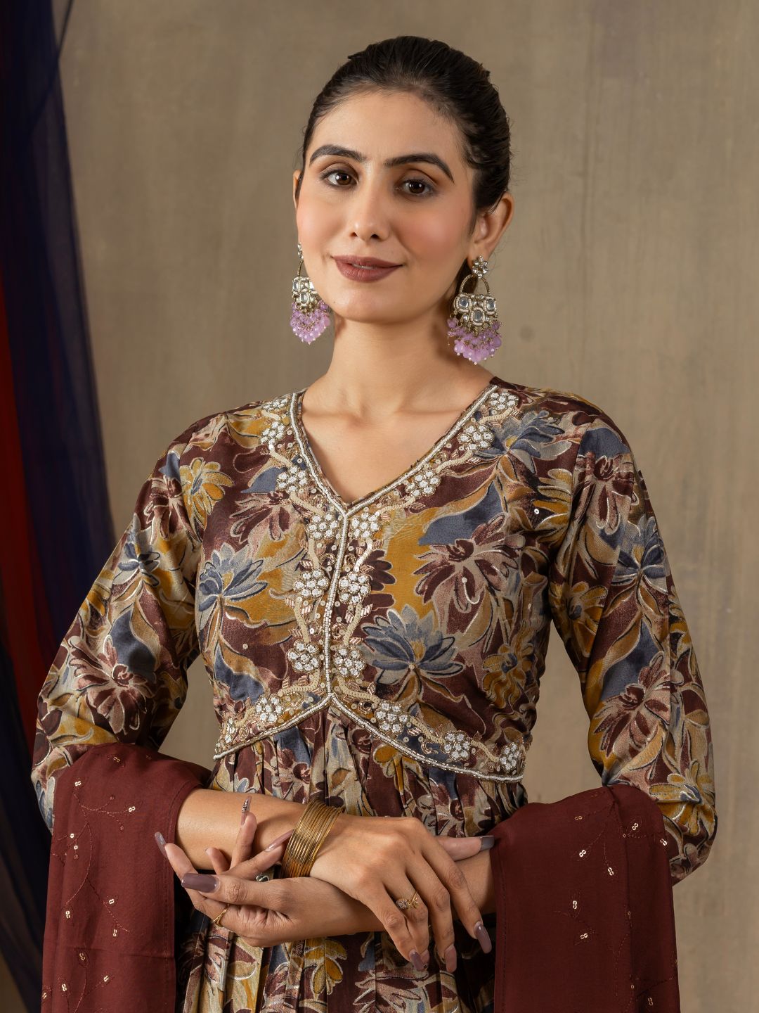 disseminate embroidered straight kurti pant dupatta set for women