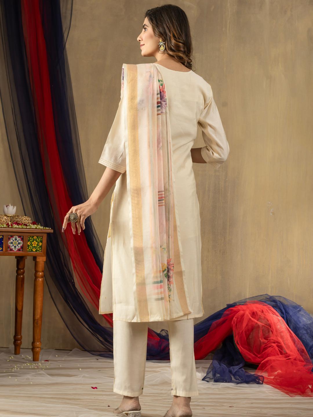 embroidered straight kurti dupatta set for women – ethnic wear by flip the style