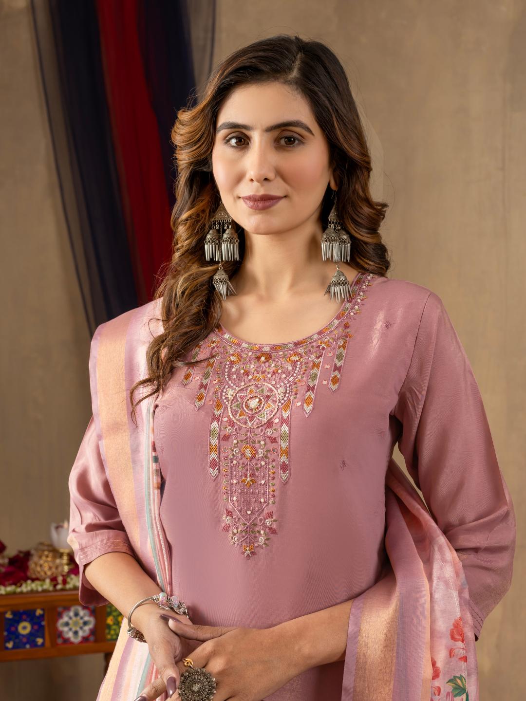 embroidered straight kurti dupatta set for women – ethnic wear by flip the style