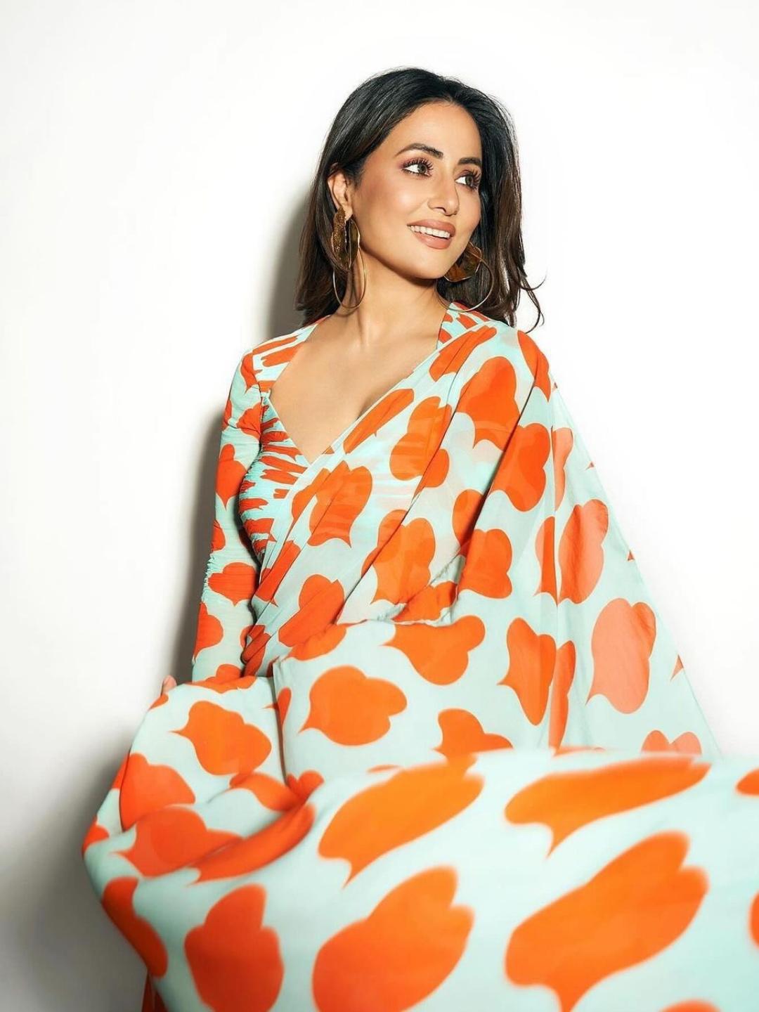 hina orange saree