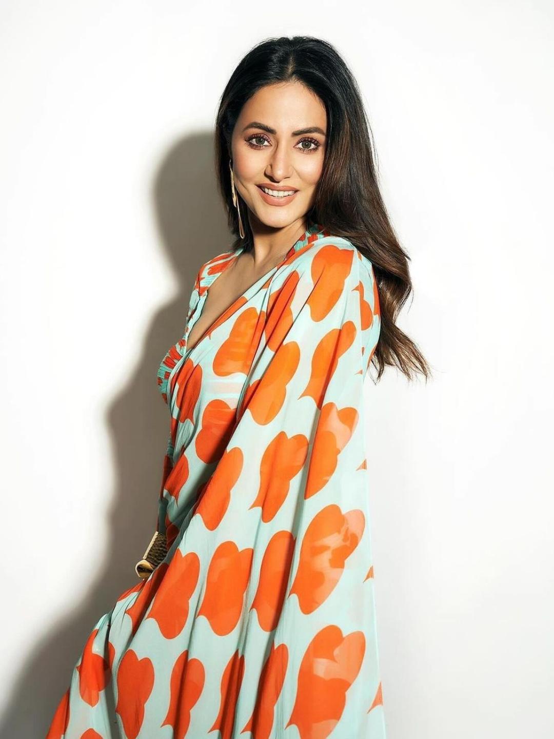 hina orange saree