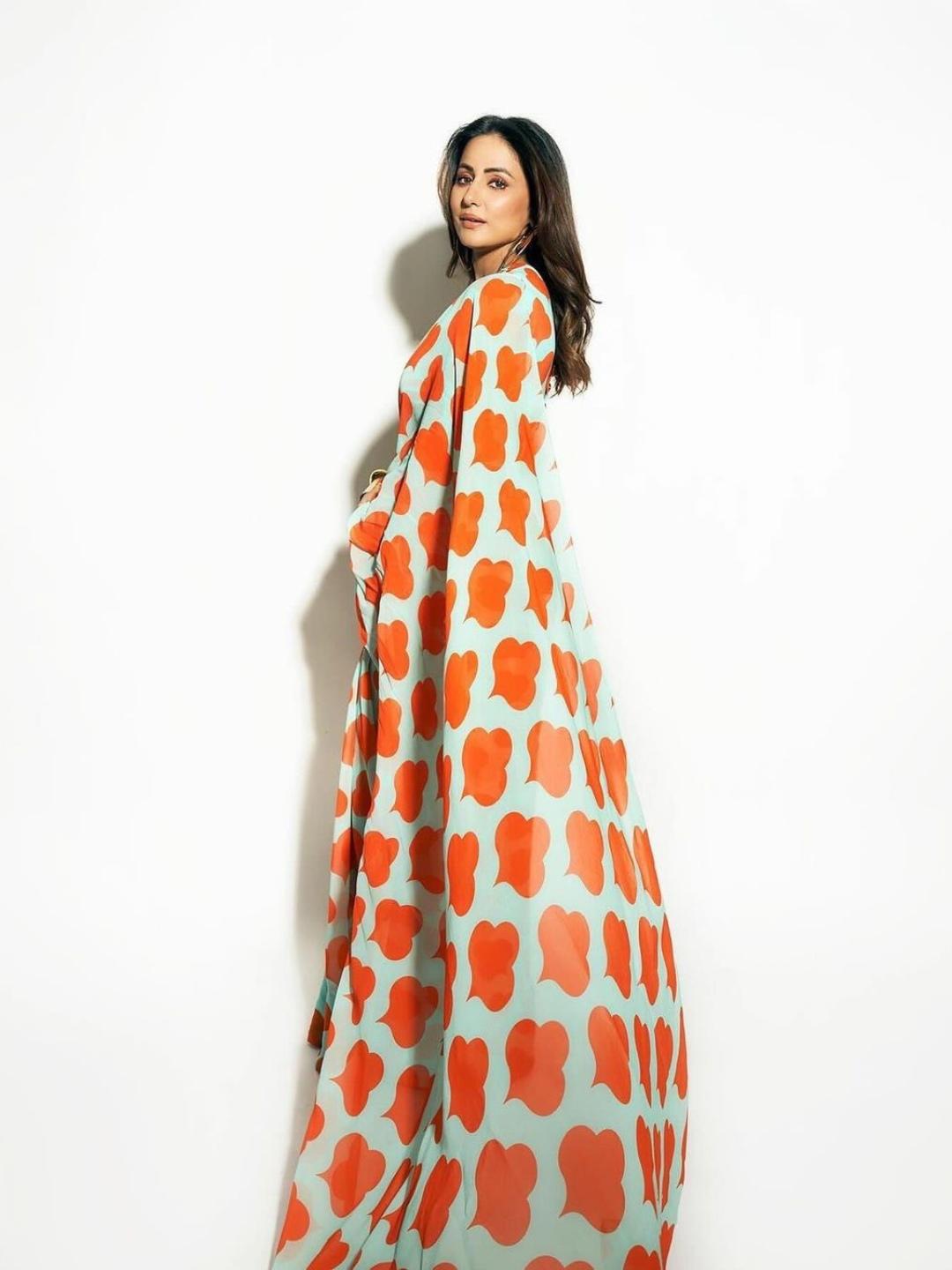 hina orange saree