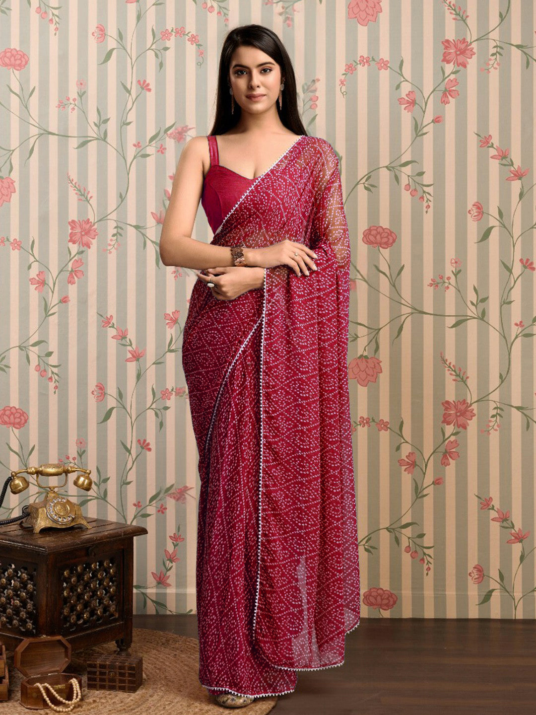 ready to wear saree — graceful bandhani
