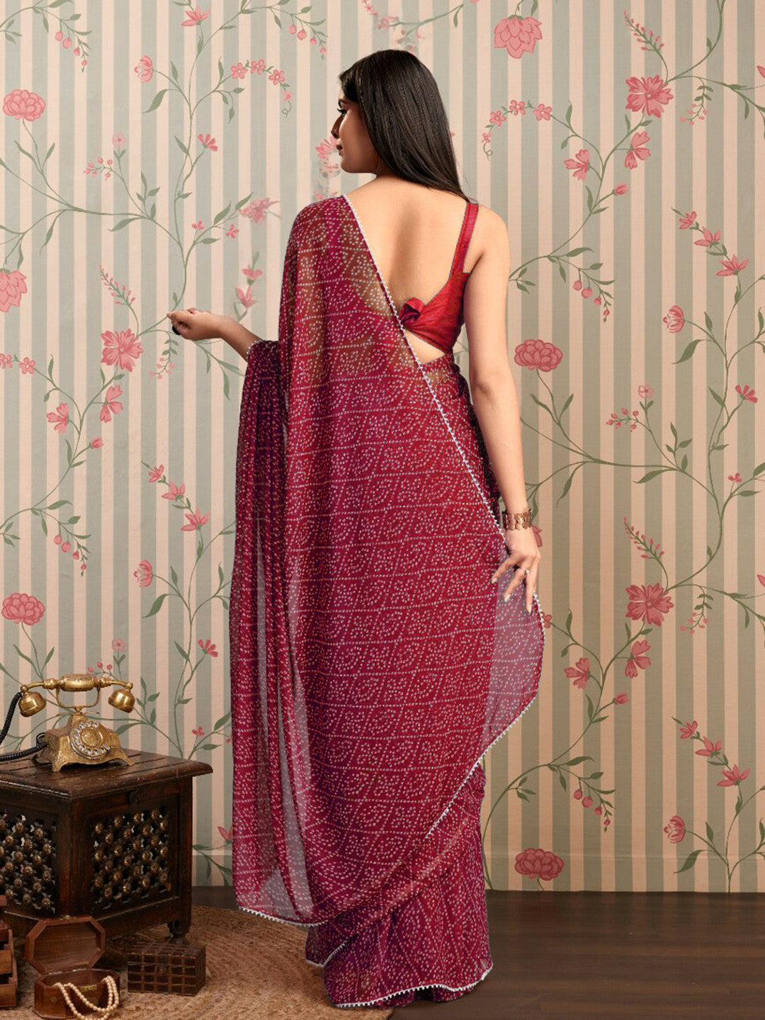 ready to wear saree — graceful bandhani