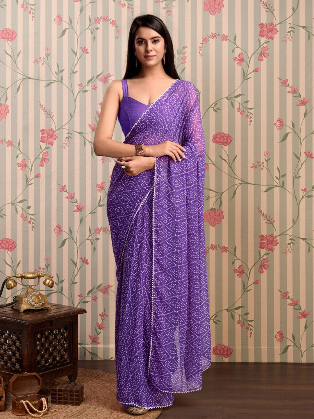 ready to wear saree — graceful bandhani