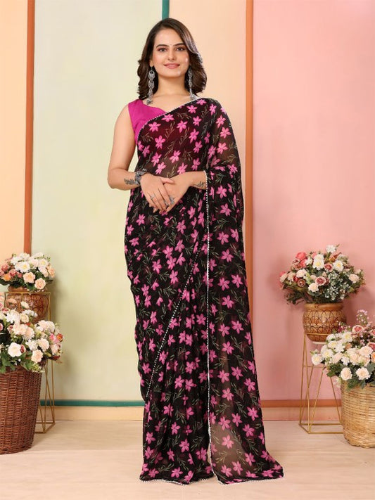 Ready to Wear Saree — Effortless Floral Elegance