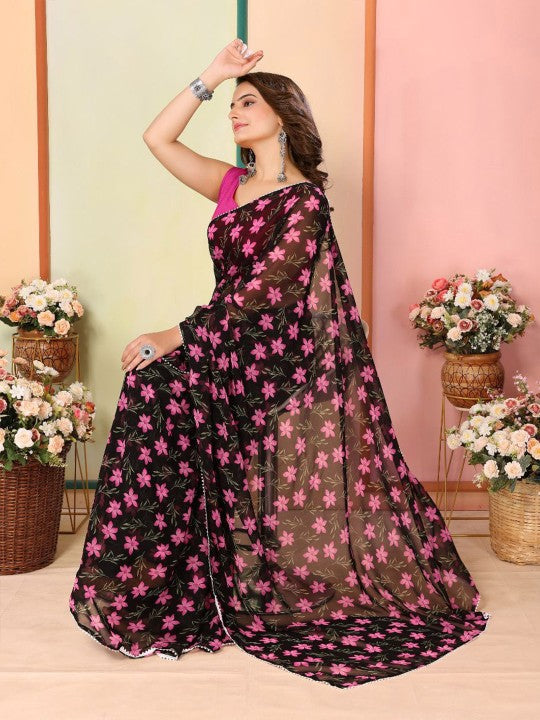 ready to wear saree — effortless floral elegance