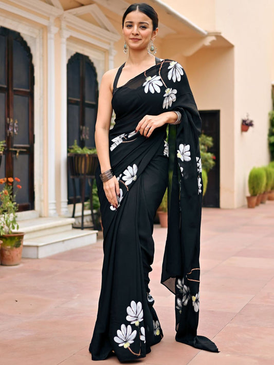RESHMA SATIN GEORGETTE SAREE