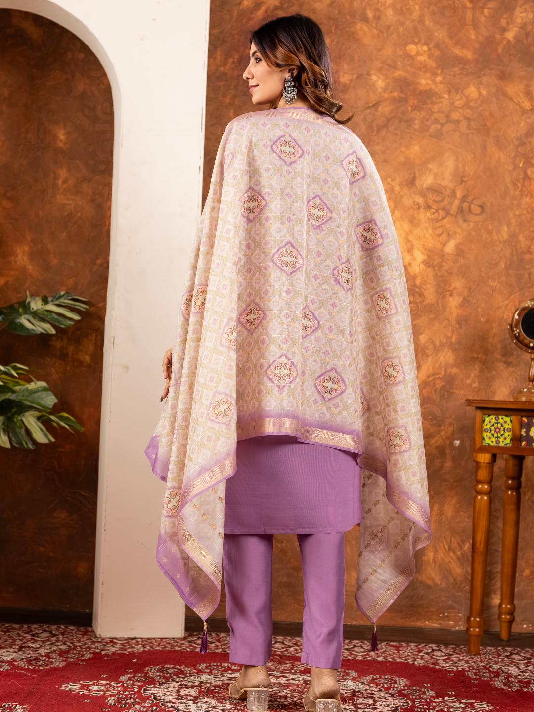 elegant straight kurti pant dupatta set