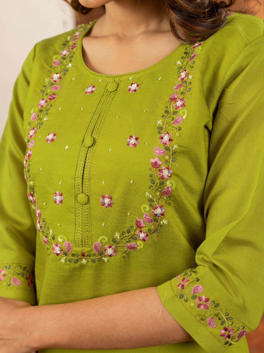 elegant straight kurti pant dupatta set