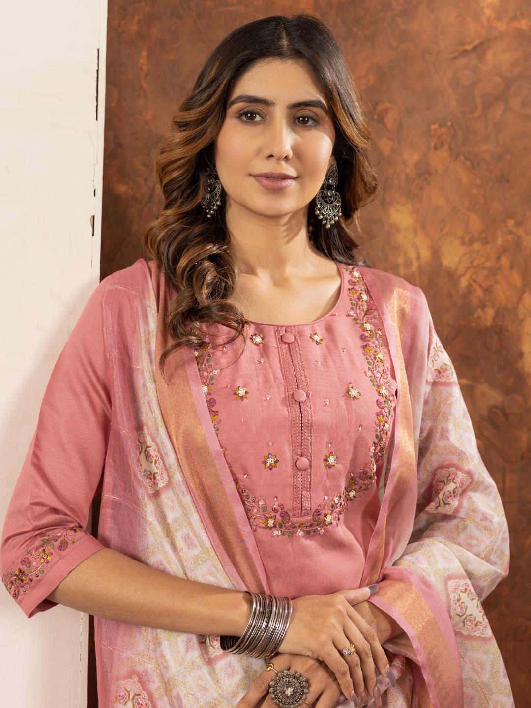 elegant straight kurti pant dupatta set