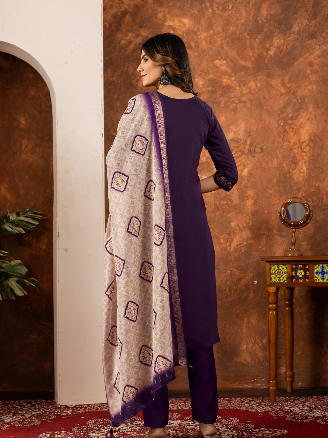 elegant straight kurti pant dupatta set