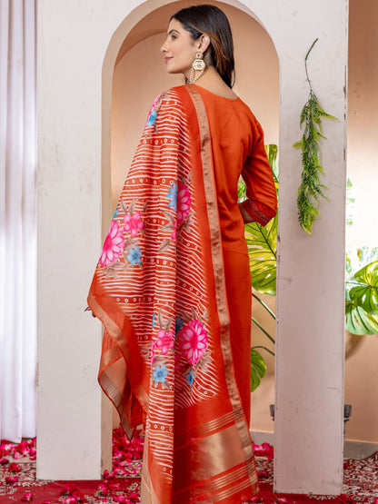 Stylish & Elegant Straight Kurti Pant Dupatta Set for Women