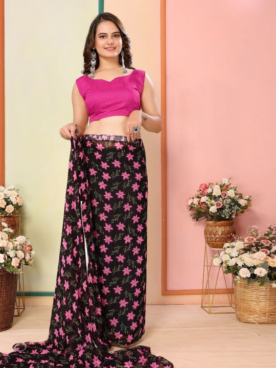 ready to wear saree — effortless floral elegance
